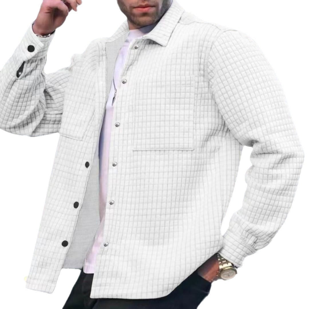 Men's Cardigan Small Plaid Casual Jacquard Sweater