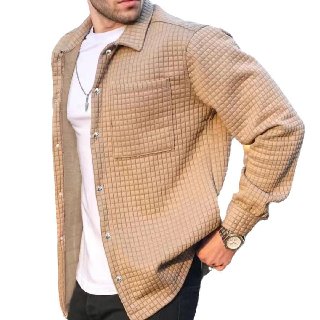 Men's Cardigan Small Plaid Casual Jacquard Sweater