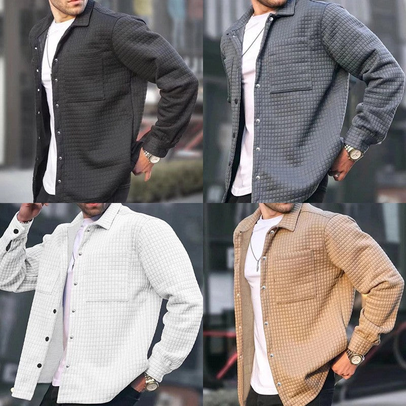 Men's Cardigan Small Plaid Casual Jacquard Sweater