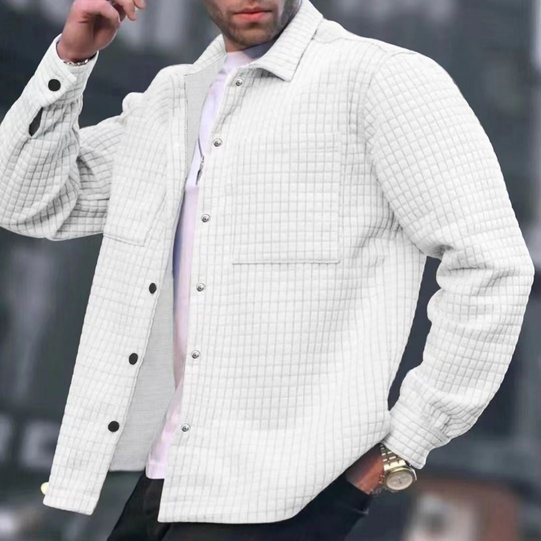 Men's Cardigan Small Plaid Casual Jacquard Sweater