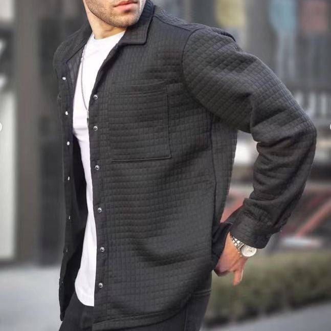 Men's Cardigan Small Plaid Casual Jacquard Sweater