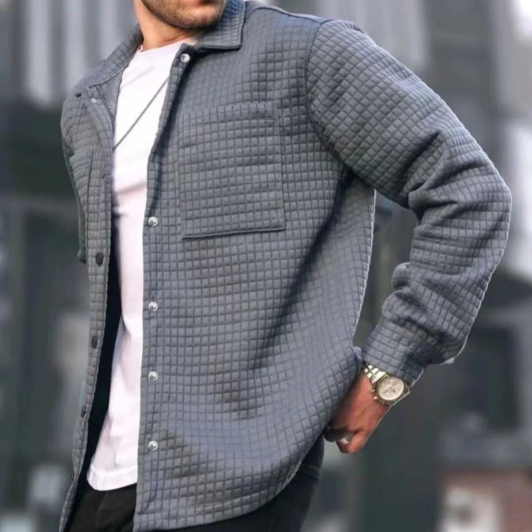 Men's Cardigan Small Plaid Casual Jacquard Sweater